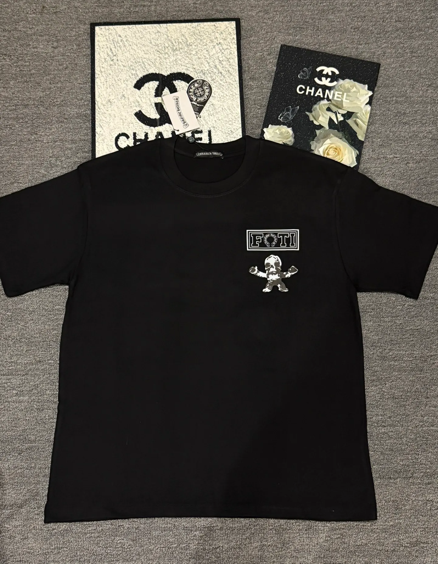 （ ） :YH 019 CH LOGO 1:1 Same Style 32 Breathable 1x 1 oversize 1:1 :White Black Size:S-XL